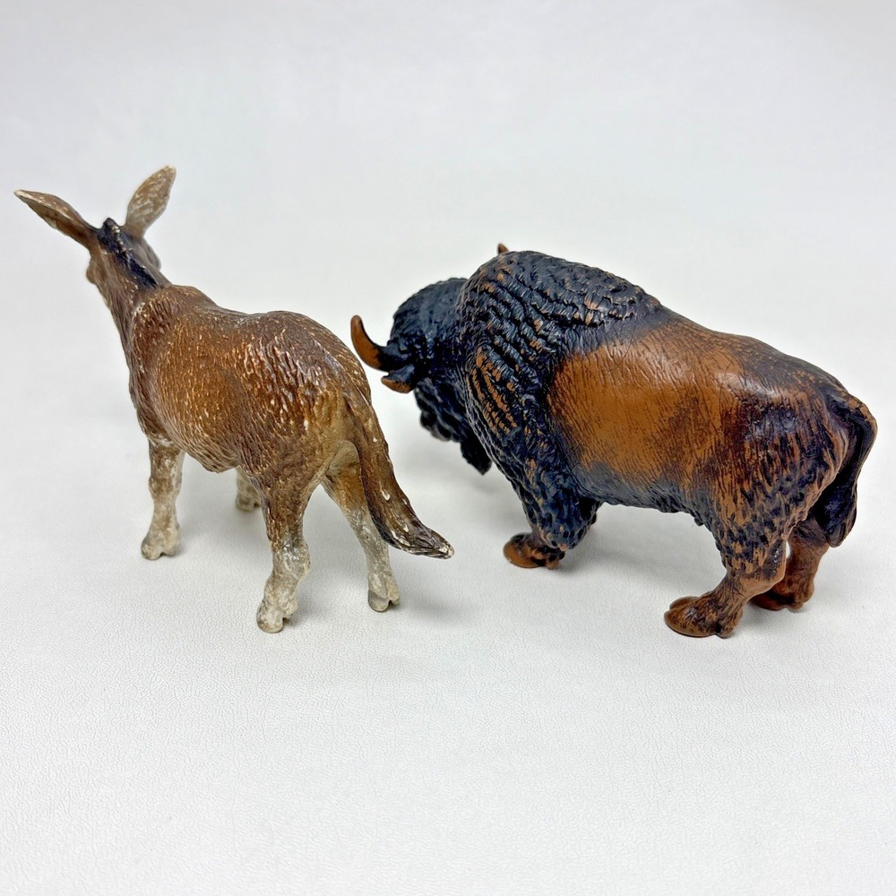 Schleich Brown American Buffalo BIison And Donkey Western Animal Figure - Picture 2 of 7